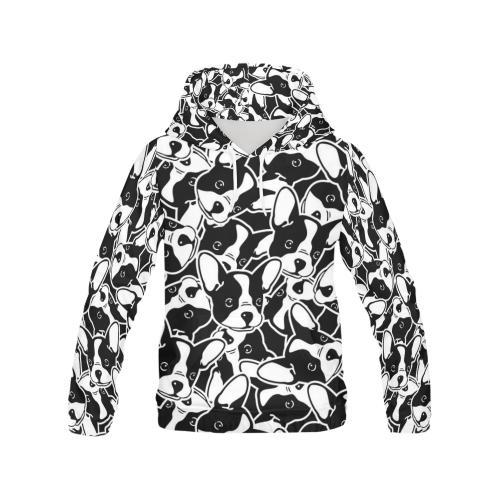 Bulldog Pattern Print Women Pullover Hoodie-grizzshop