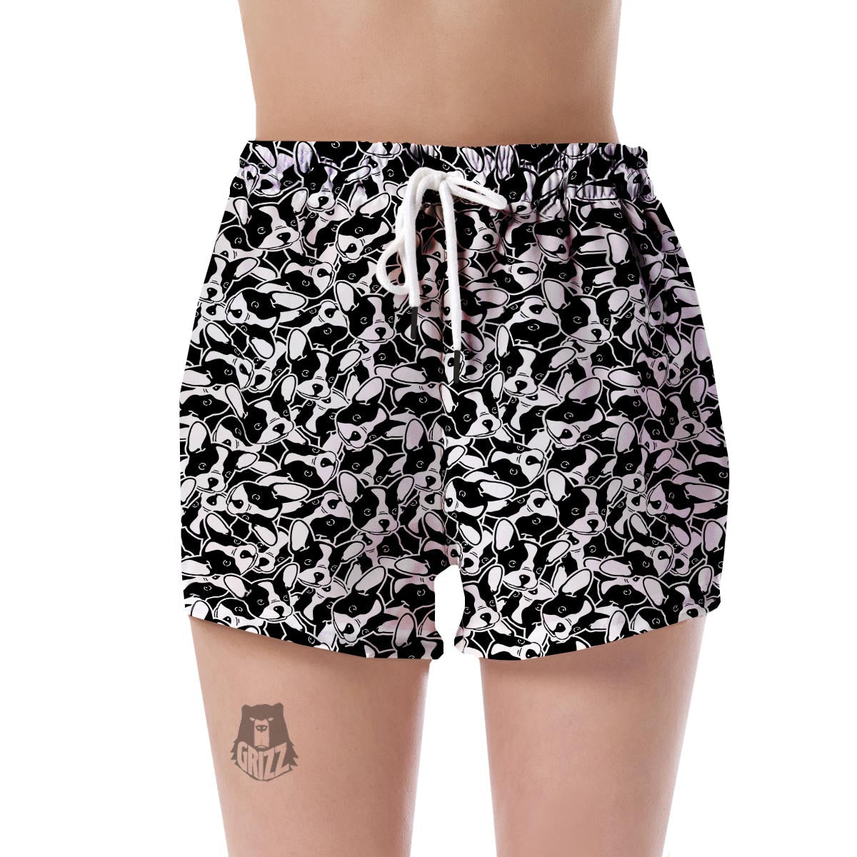Bulldog Pattern Print Women's Shorts-grizzshop