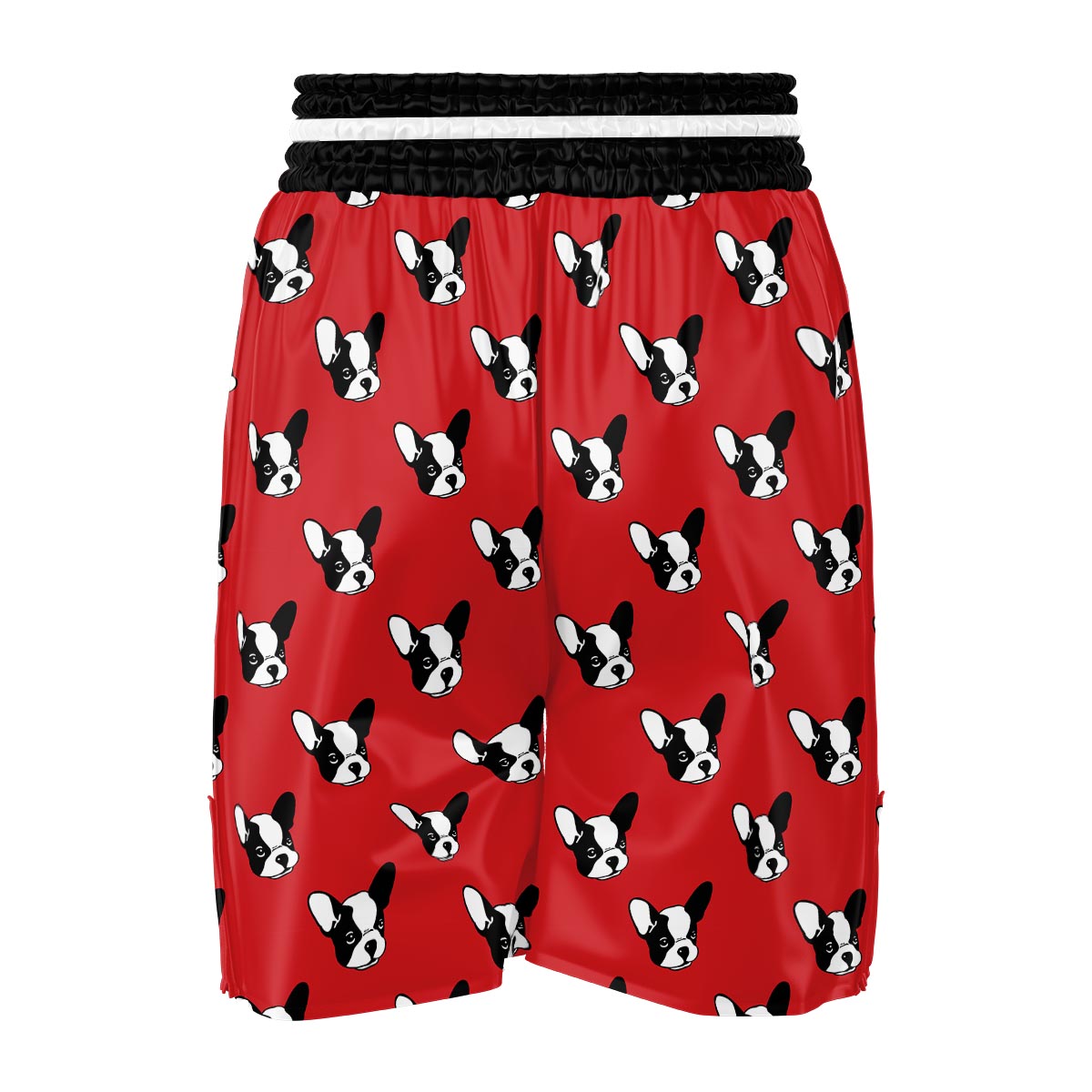 Bulldog Red French Print Pattern Boxing Shorts-grizzshop