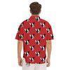 Bulldog Red French Print Pattern Men's Short Sleeve Shirts-grizzshop