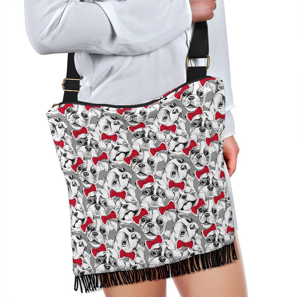 Bulldog Tuxedo Pattern Print Crossbody Bags-grizzshop