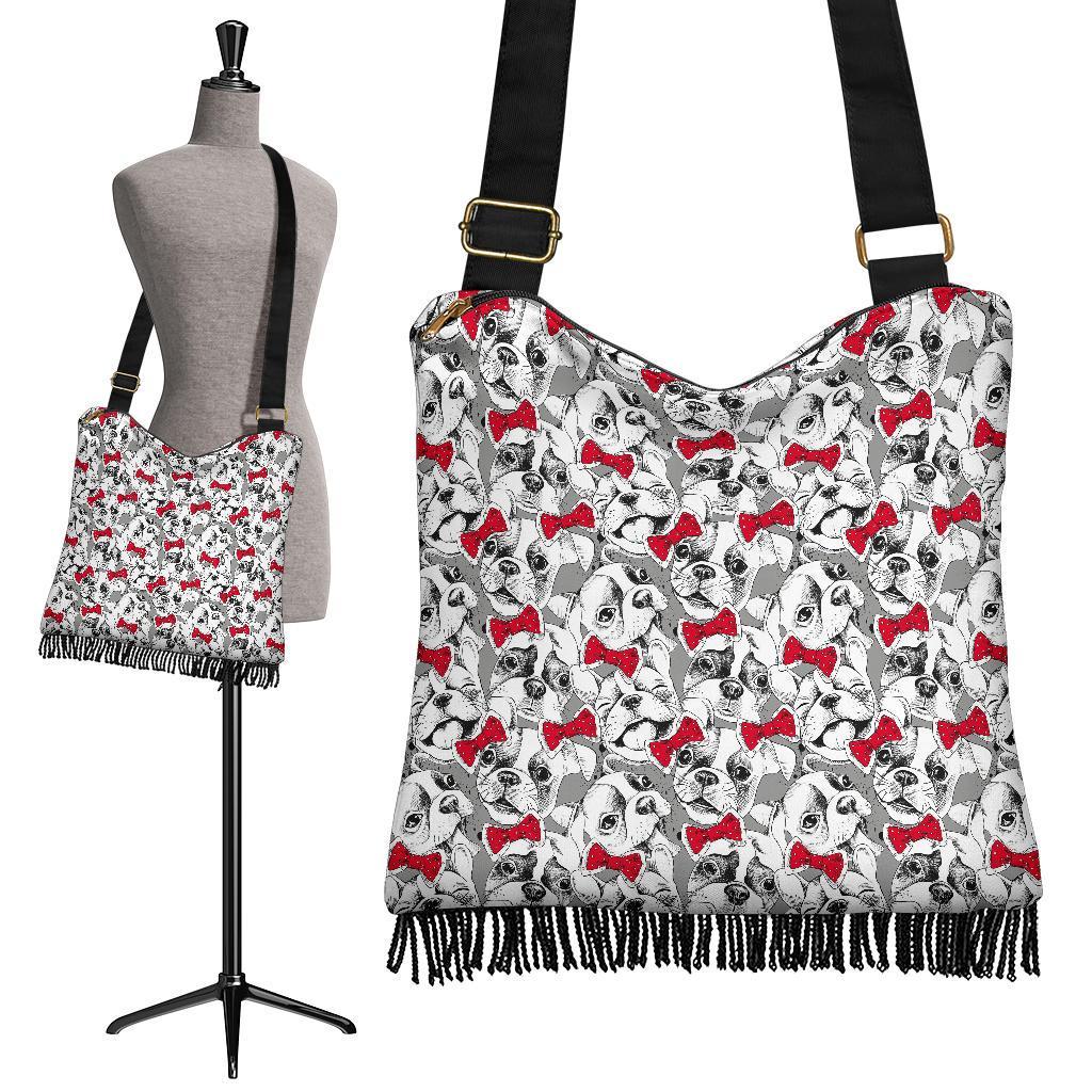 Bulldog Tuxedo Pattern Print Crossbody Bags-grizzshop