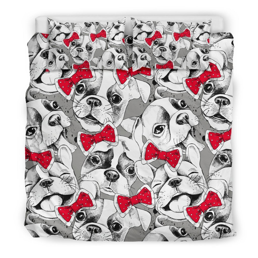 Bulldog Tuxedo Pattern Print Duvet Cover Bedding Set-grizzshop