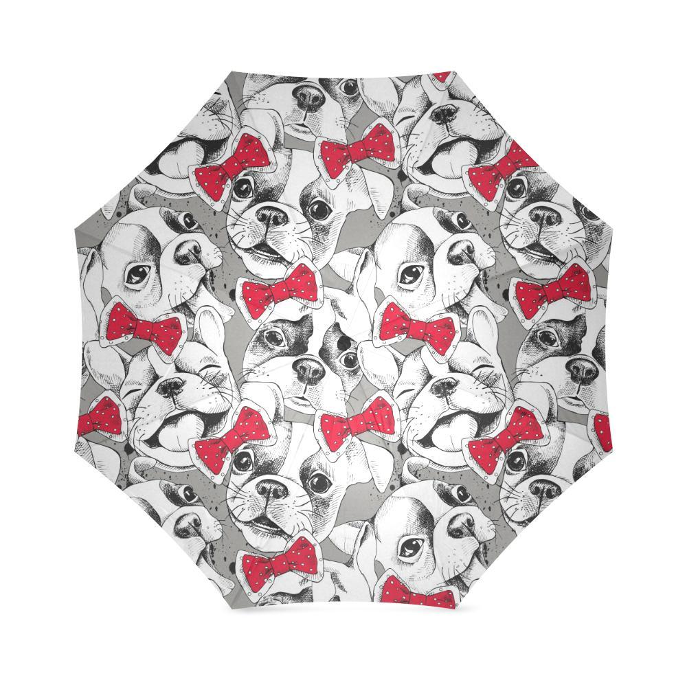 Bulldog Tuxedo Pattern Print Foldable Umbrella-grizzshop