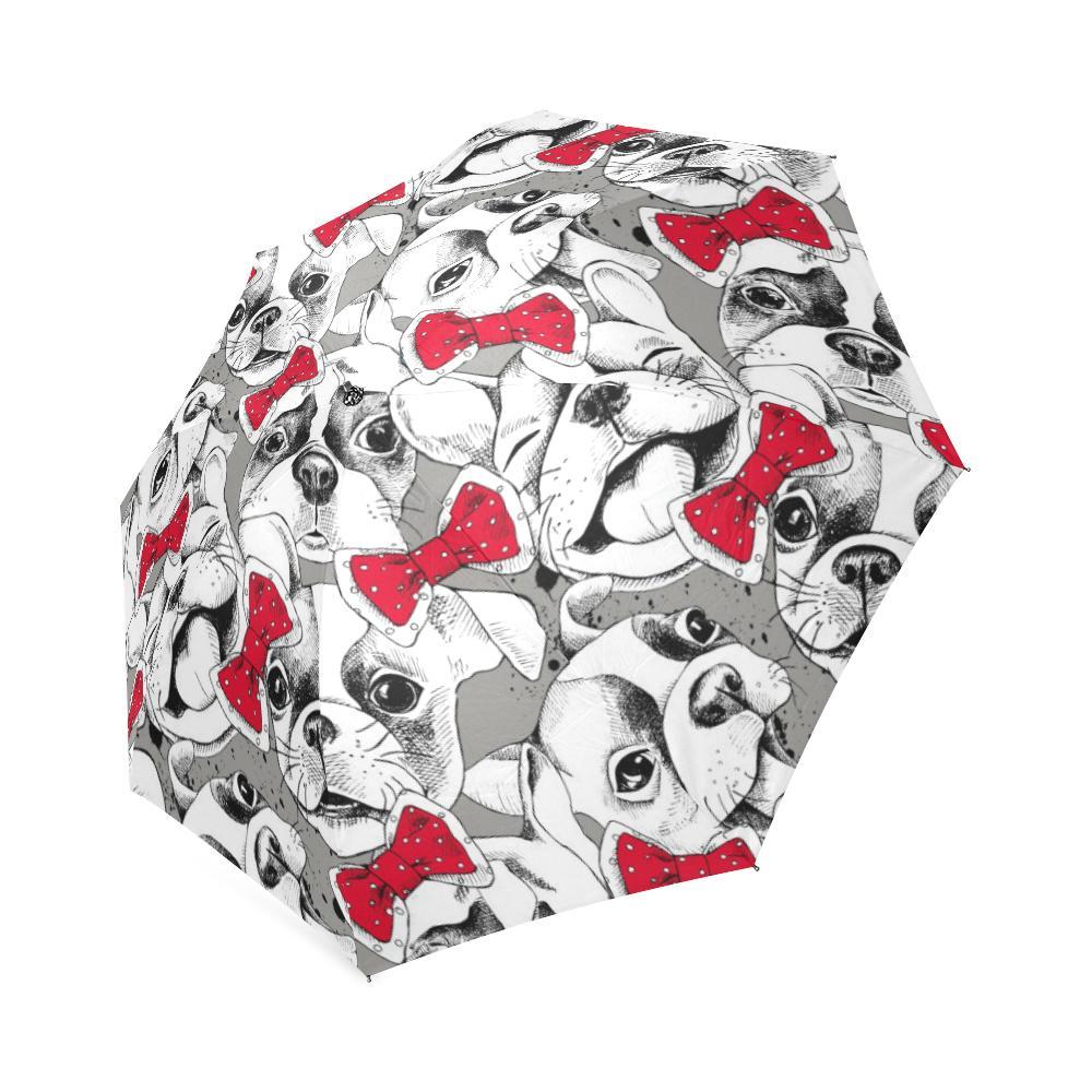 Bulldog Tuxedo Pattern Print Foldable Umbrella-grizzshop
