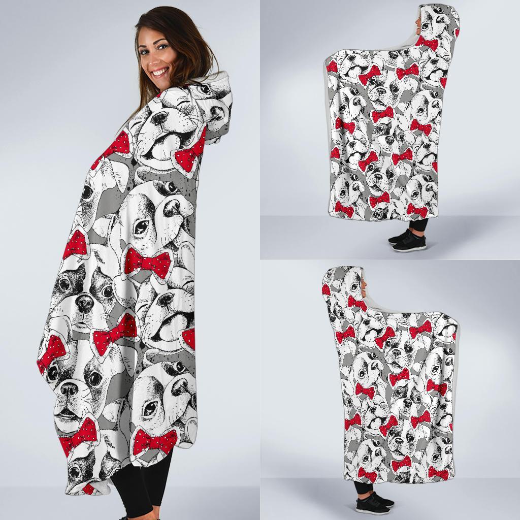 Bulldog Tuxedo Pattern Print Hooded Blanket-grizzshop