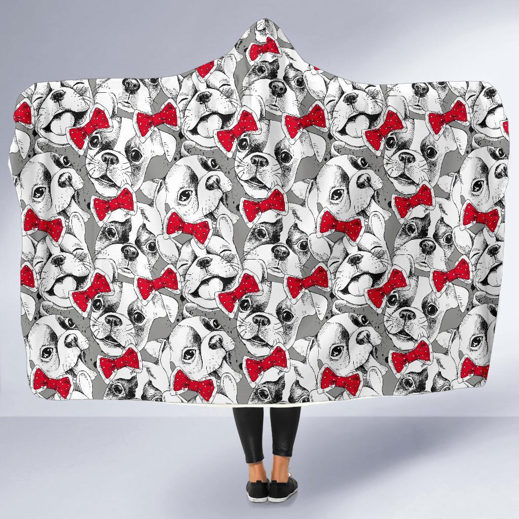 Bulldog Tuxedo Pattern Print Hooded Blanket-grizzshop