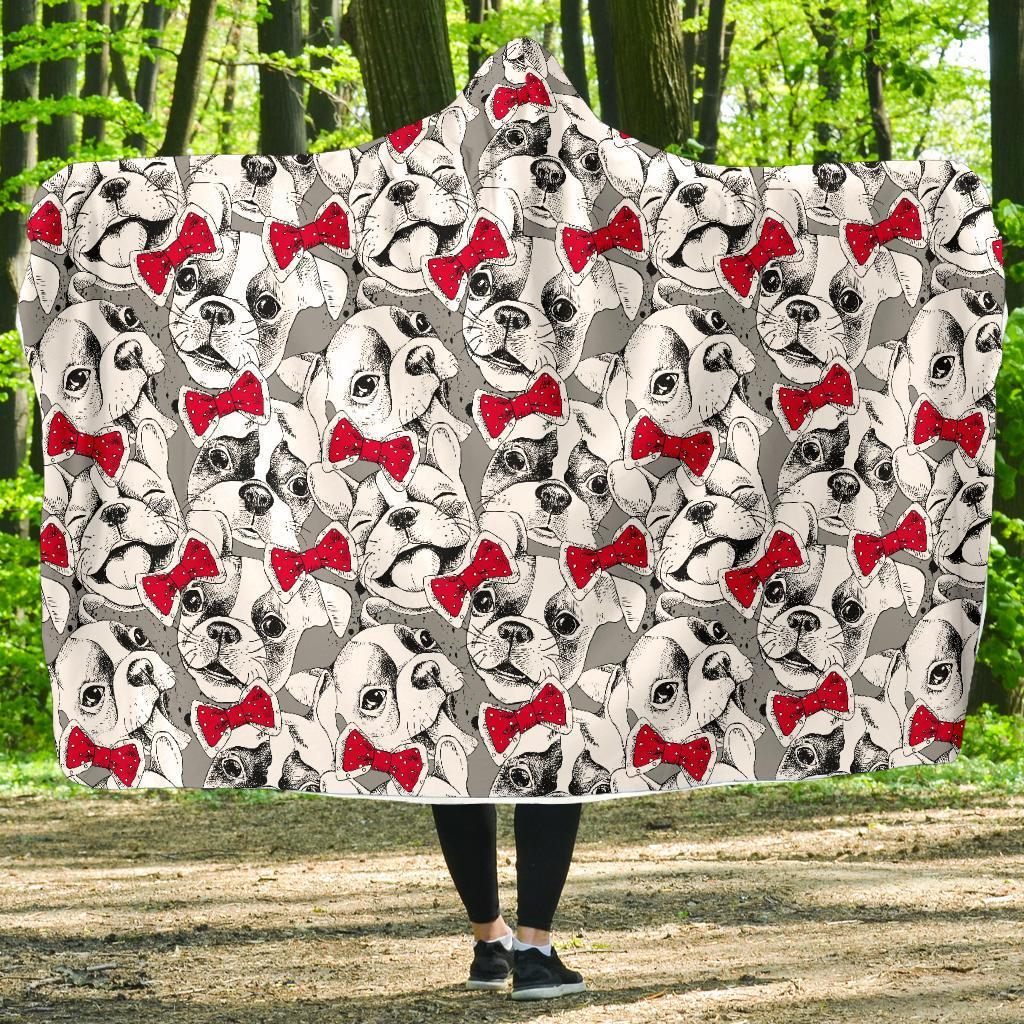 Bulldog Tuxedo Pattern Print Hooded Blanket-grizzshop