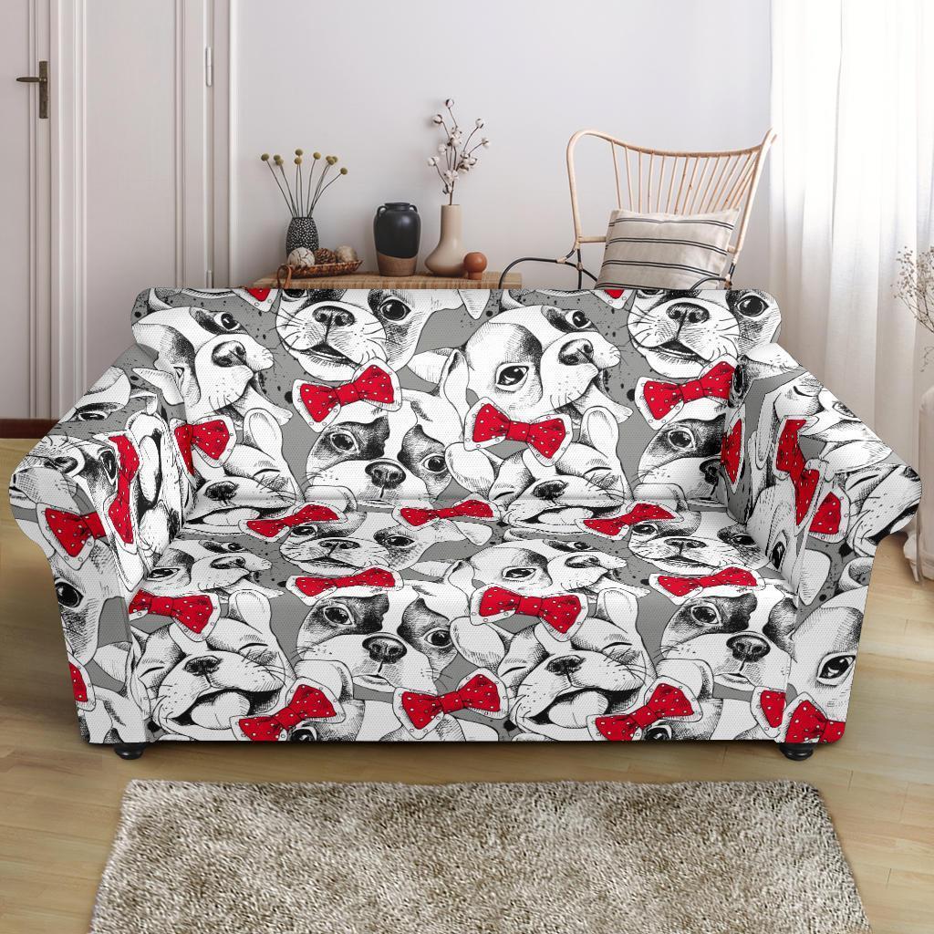 Bulldog Tuxedo Pattern Print Loveseat Cover-grizzshop