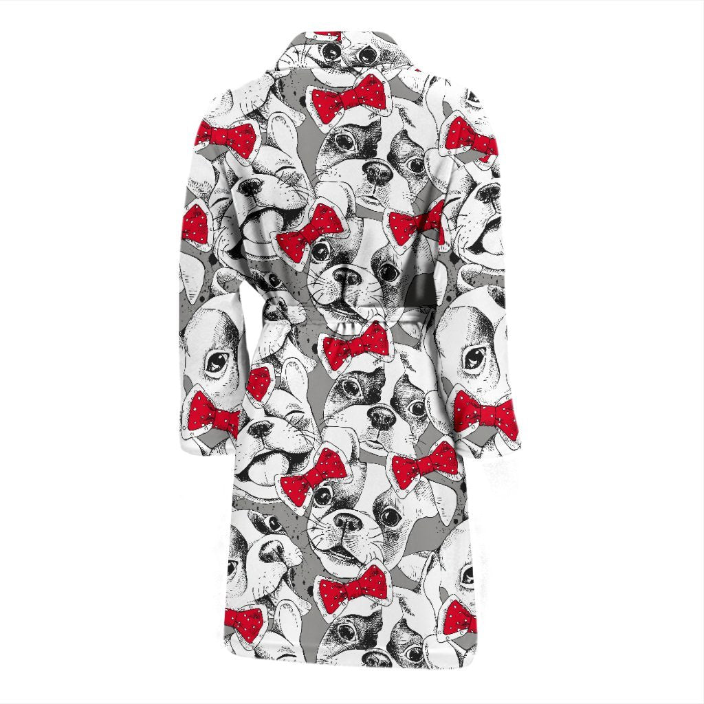 Bulldog Tuxedo Pattern Print Men Long Robe-grizzshop