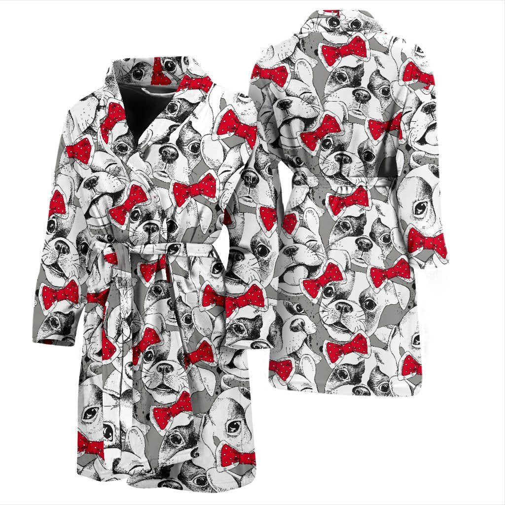 Bulldog Tuxedo Pattern Print Men Long Robe-grizzshop