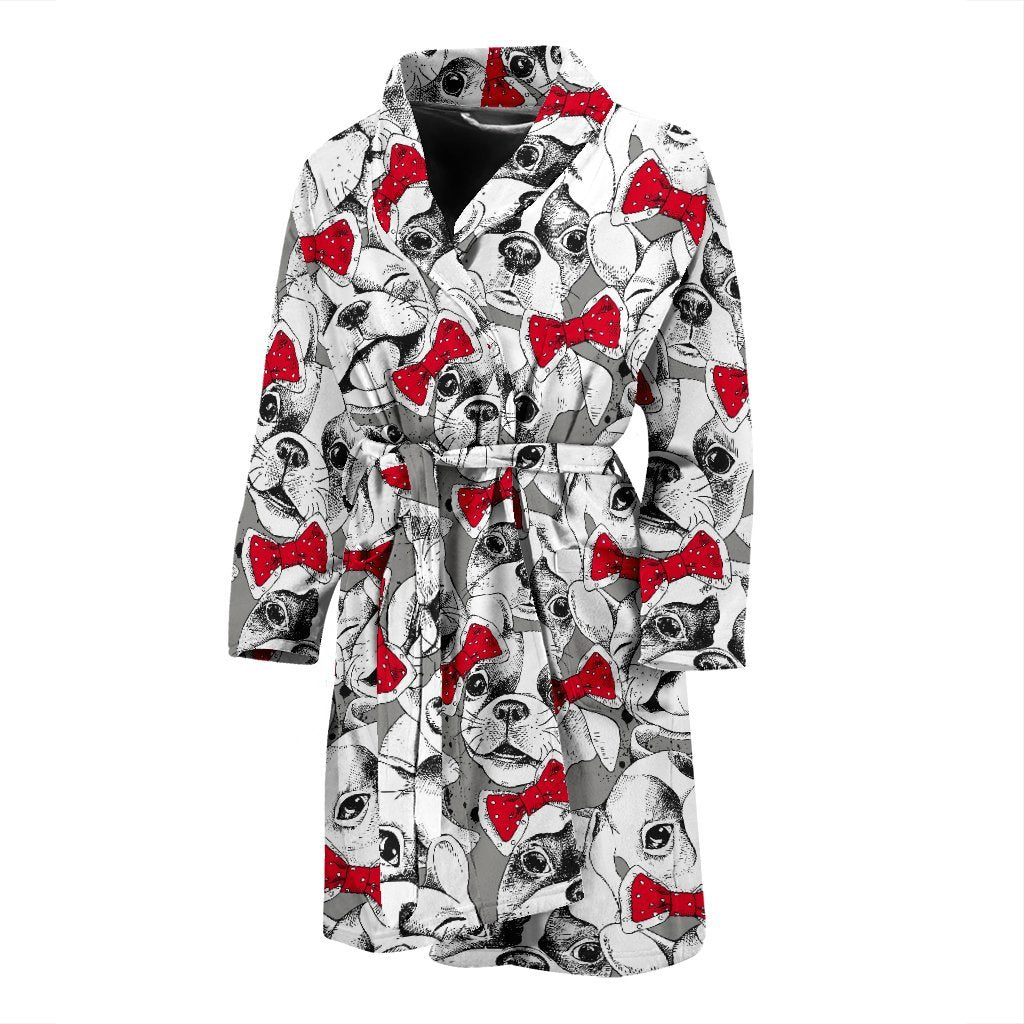 Bulldog Tuxedo Pattern Print Men Long Robe-grizzshop