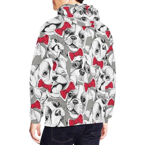 Bulldog Tuxedo Pattern Print Men Pullover Hoodie-grizzshop