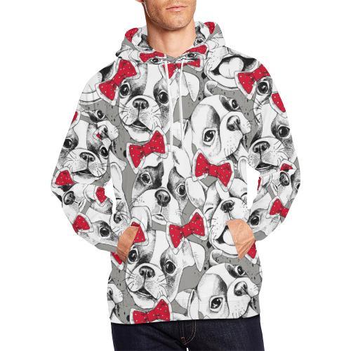 Bulldog Tuxedo Pattern Print Men Pullover Hoodie-grizzshop