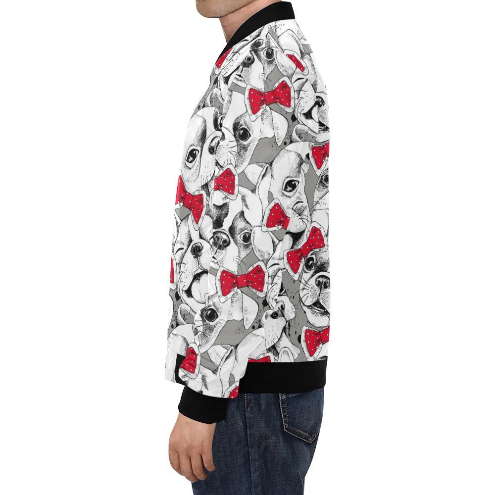 Bulldog Tuxedo Pattern Print Men's Bomber Jacket-grizzshop