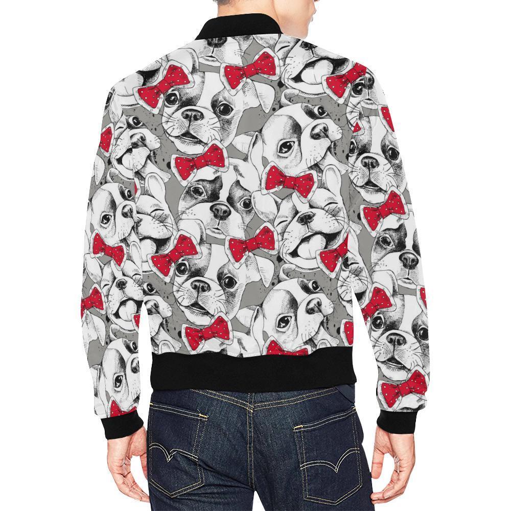 Bulldog Tuxedo Pattern Print Men's Bomber Jacket-grizzshop