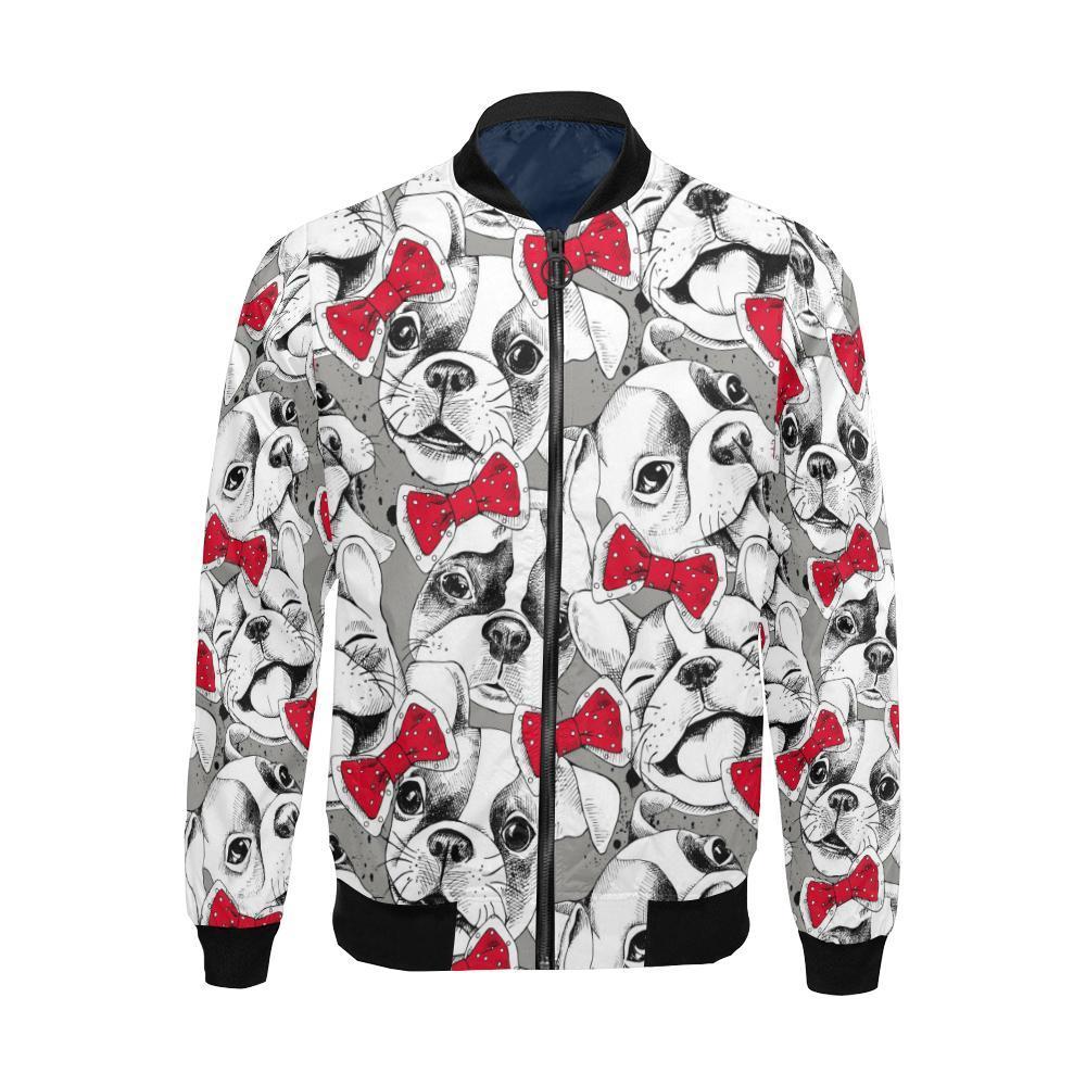 Bulldog Tuxedo Pattern Print Men's Bomber Jacket-grizzshop