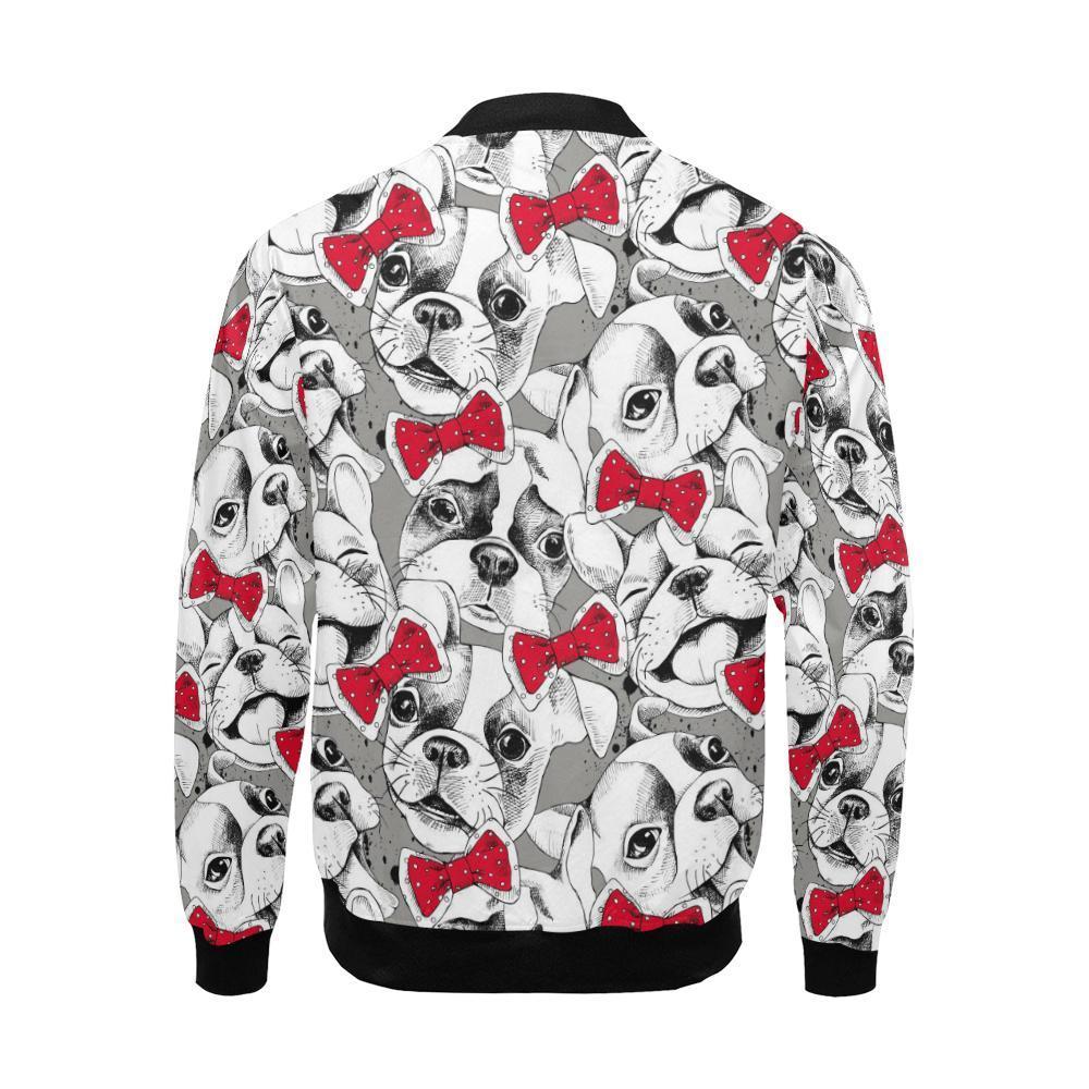 Bulldog Tuxedo Pattern Print Men's Bomber Jacket-grizzshop