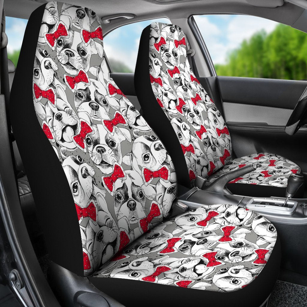 Bulldog Tuxedo Pattern Print Universal Fit Car Seat Cover-grizzshop