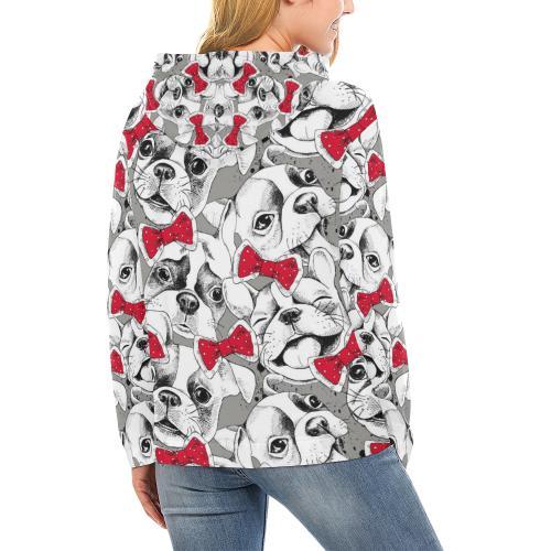 Bulldog Tuxedo Pattern Print Women Pullover Hoodie-grizzshop