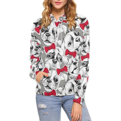 Bulldog Tuxedo Pattern Print Women Pullover Hoodie-grizzshop