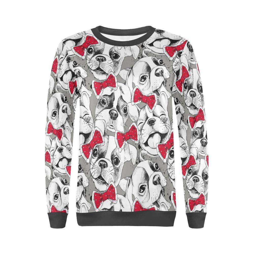 Bulldog Tuxedo Pattern Print Women's Sweatshirt-grizzshop