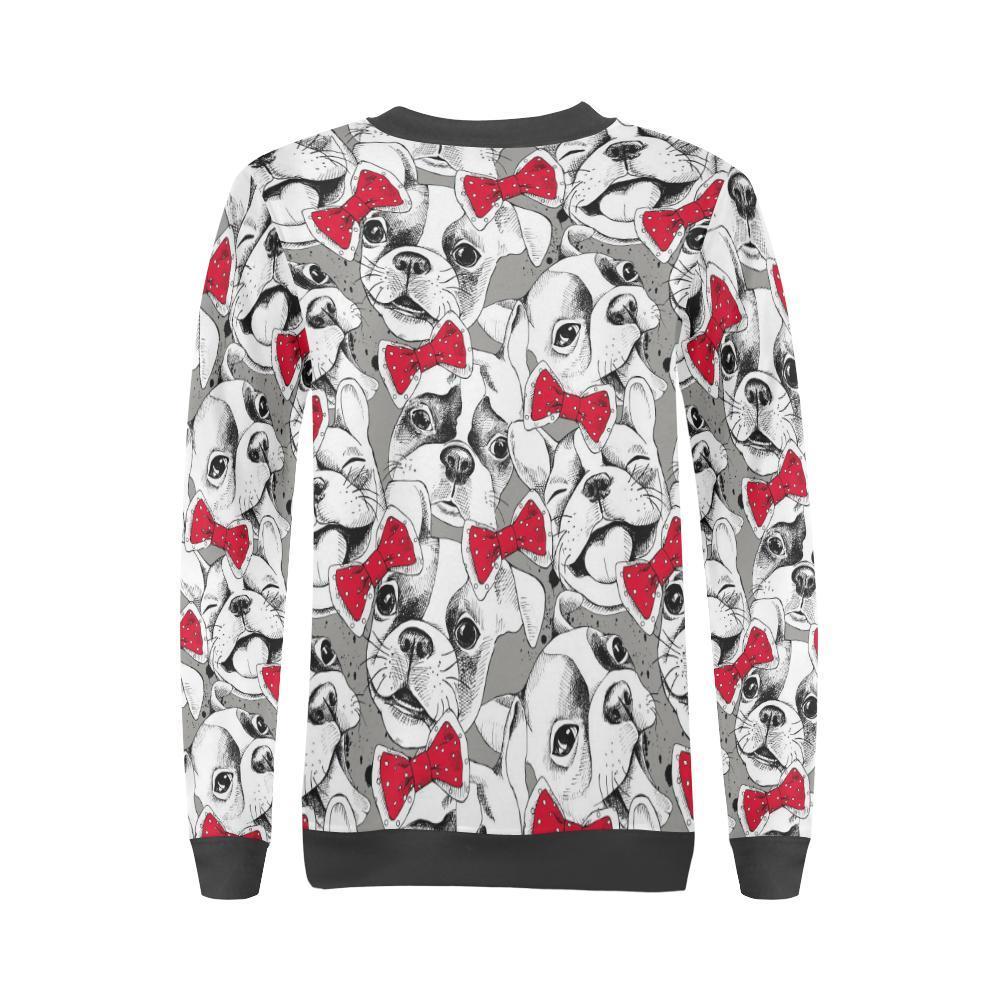 Bulldog Tuxedo Pattern Print Women's Sweatshirt-grizzshop