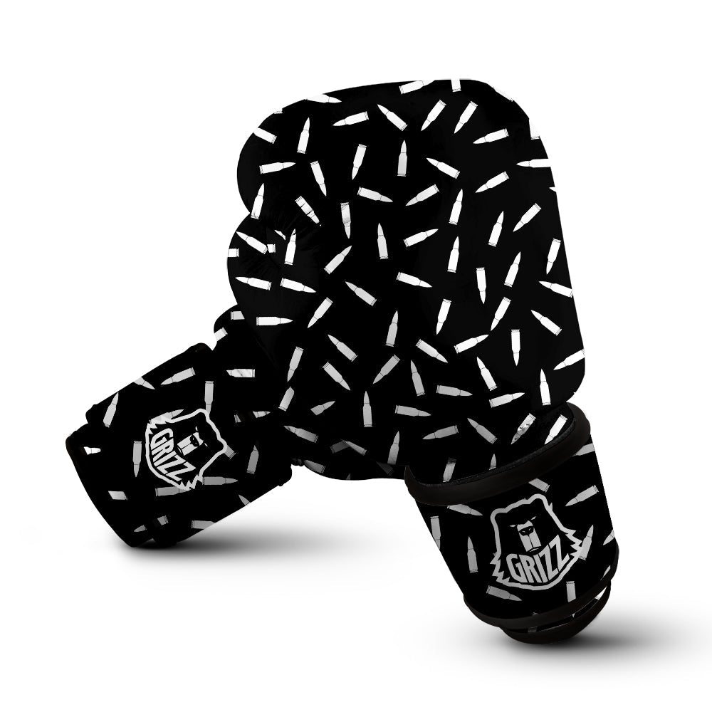 Bullet Gun White Print Pattern Boxing Gloves-grizzshop
