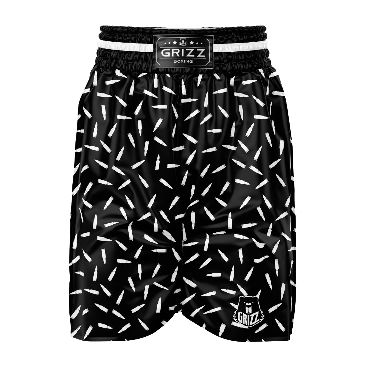 Bullet Gun White Print Pattern Boxing Shorts-grizzshop