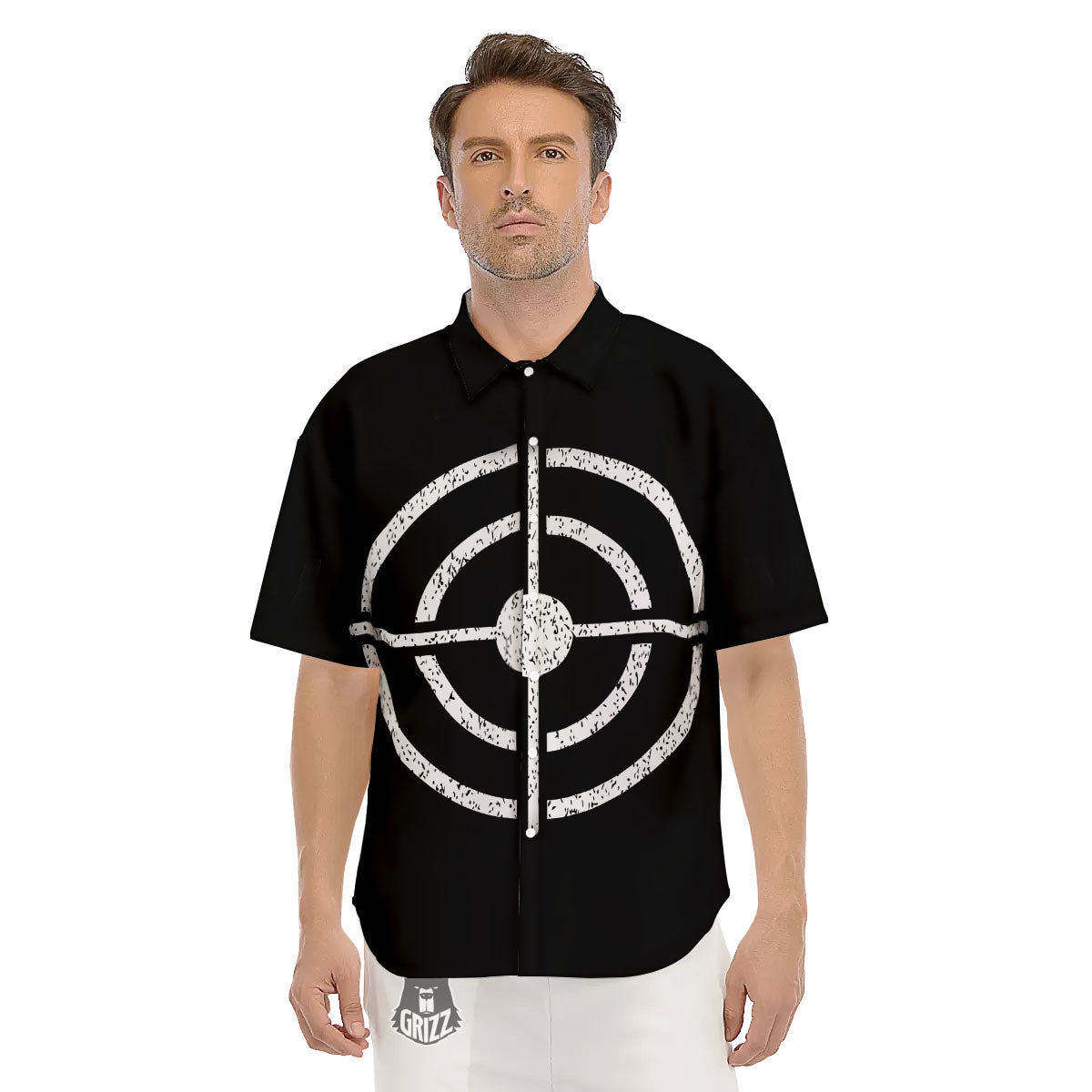 Bullseye Target Grunge Print Men's Short Sleeve Shirts-grizzshop