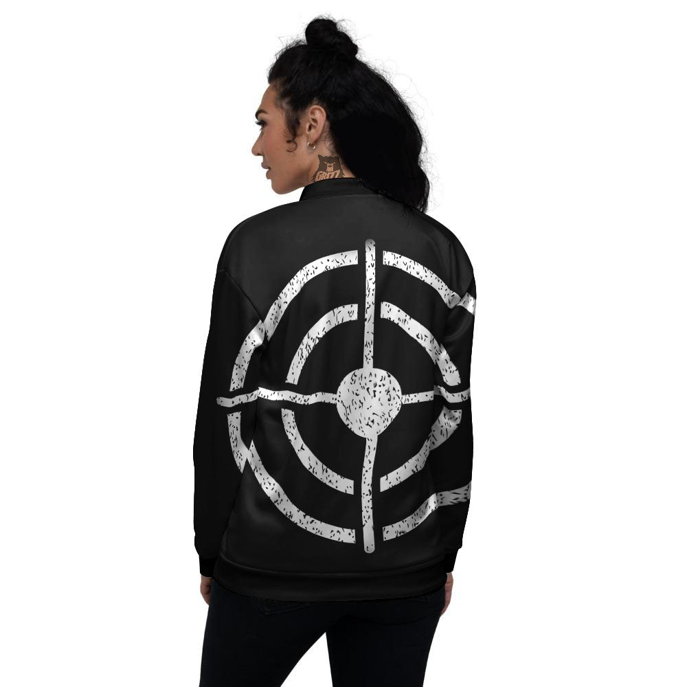Bullseye Target Grunge Print Women's Bomber Jacket-grizzshop