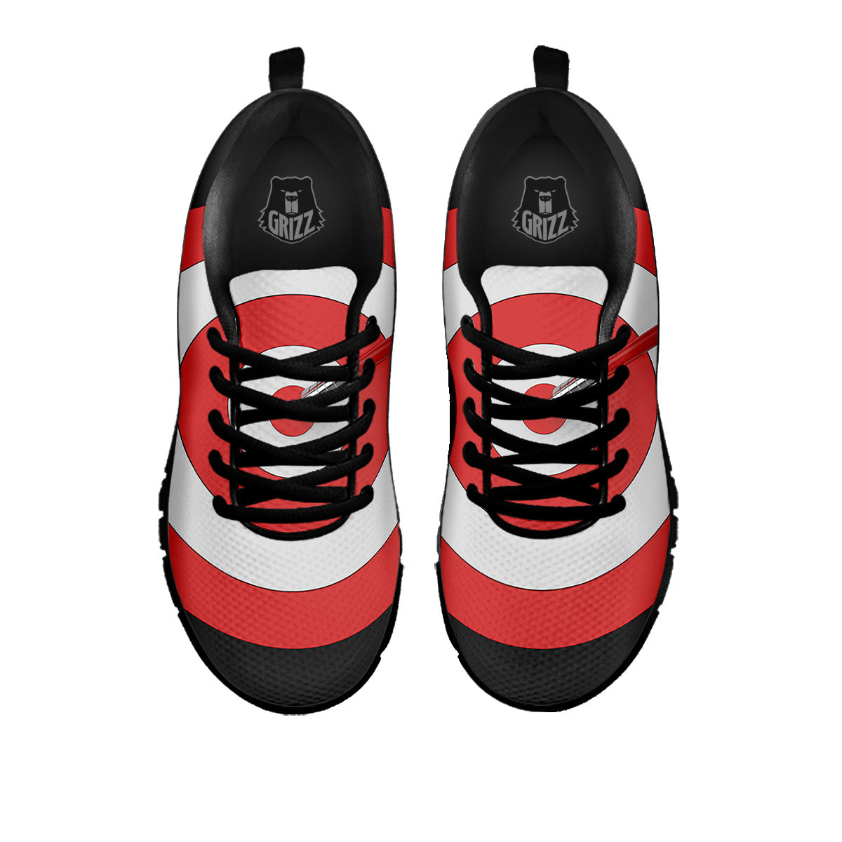 Bullseye Target White And Red Print Black Sneaker-grizzshop