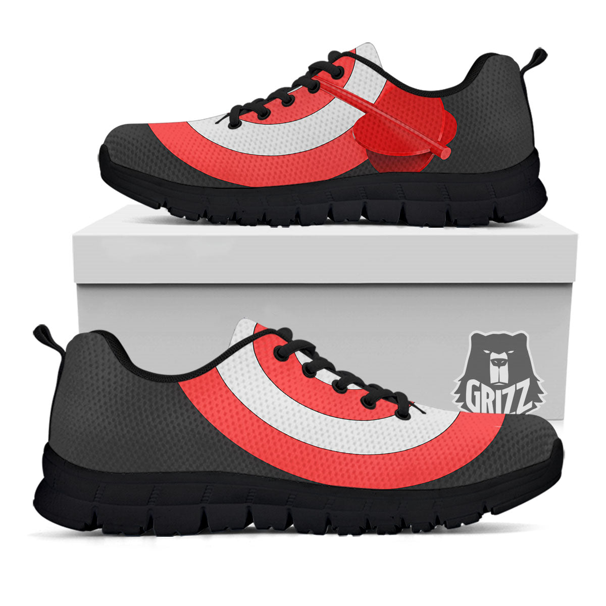 Bullseye Target White And Red Print Black Sneaker-grizzshop