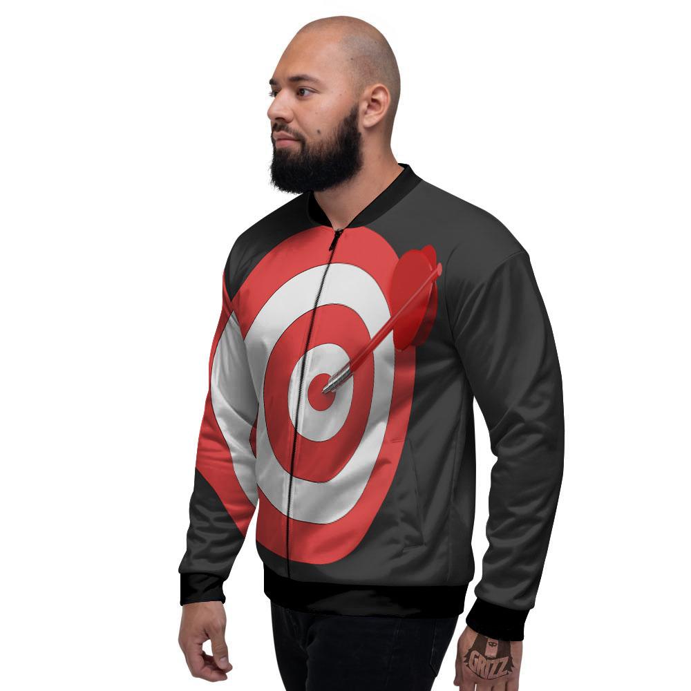 Bullseye Target White And Red Print Men's Bomber Jacket-grizzshop