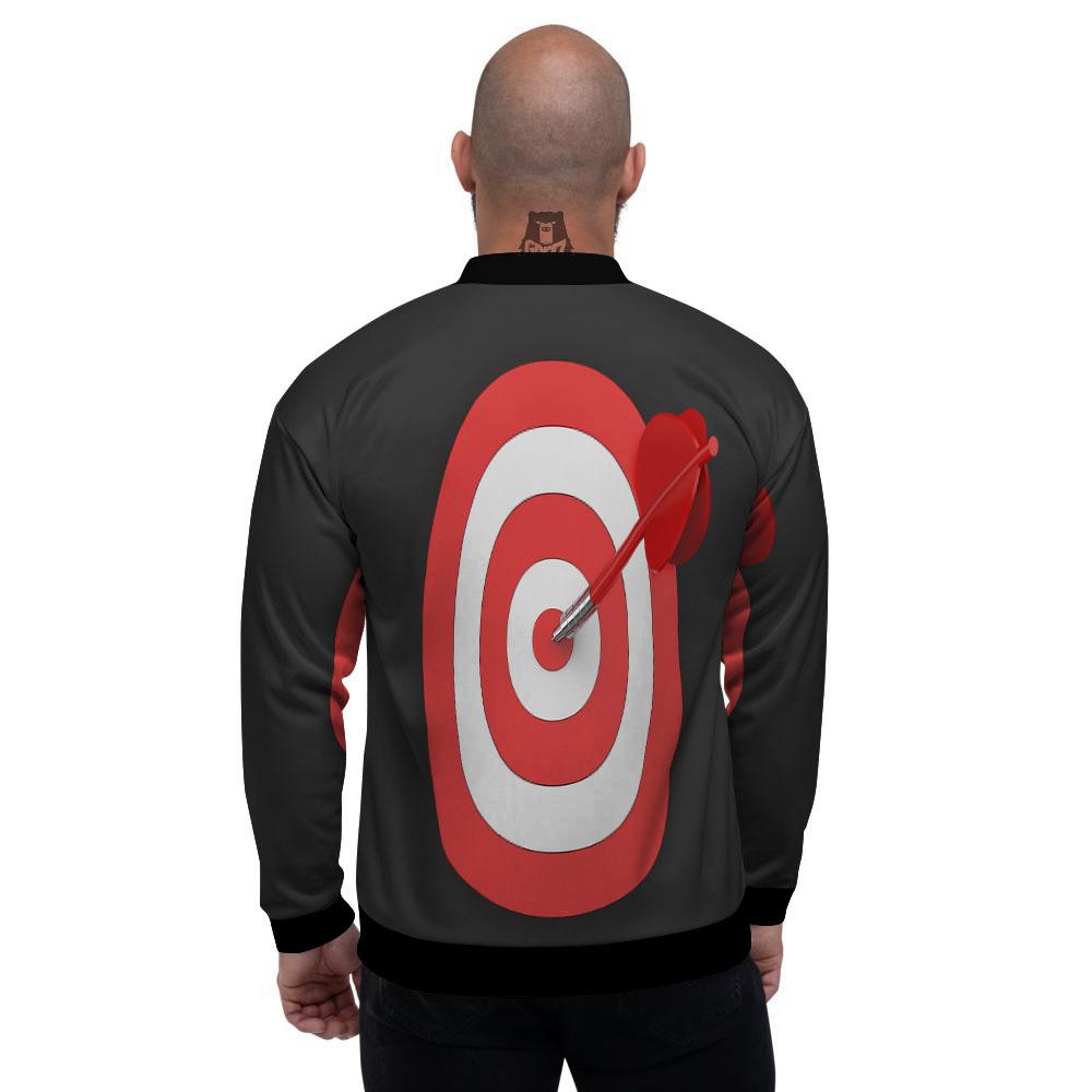 Bullseye Target White And Red Print Men's Bomber Jacket-grizzshop