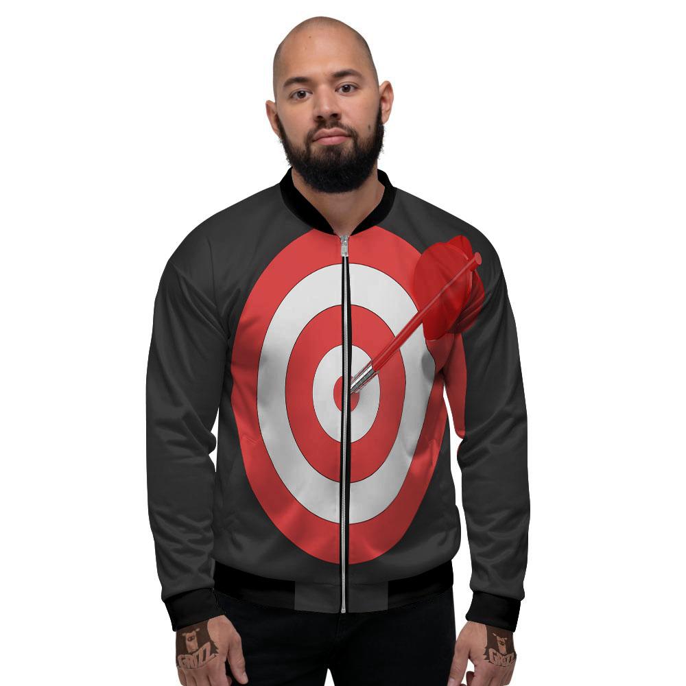 Bullseye Target White And Red Print Men's Bomber Jacket-grizzshop