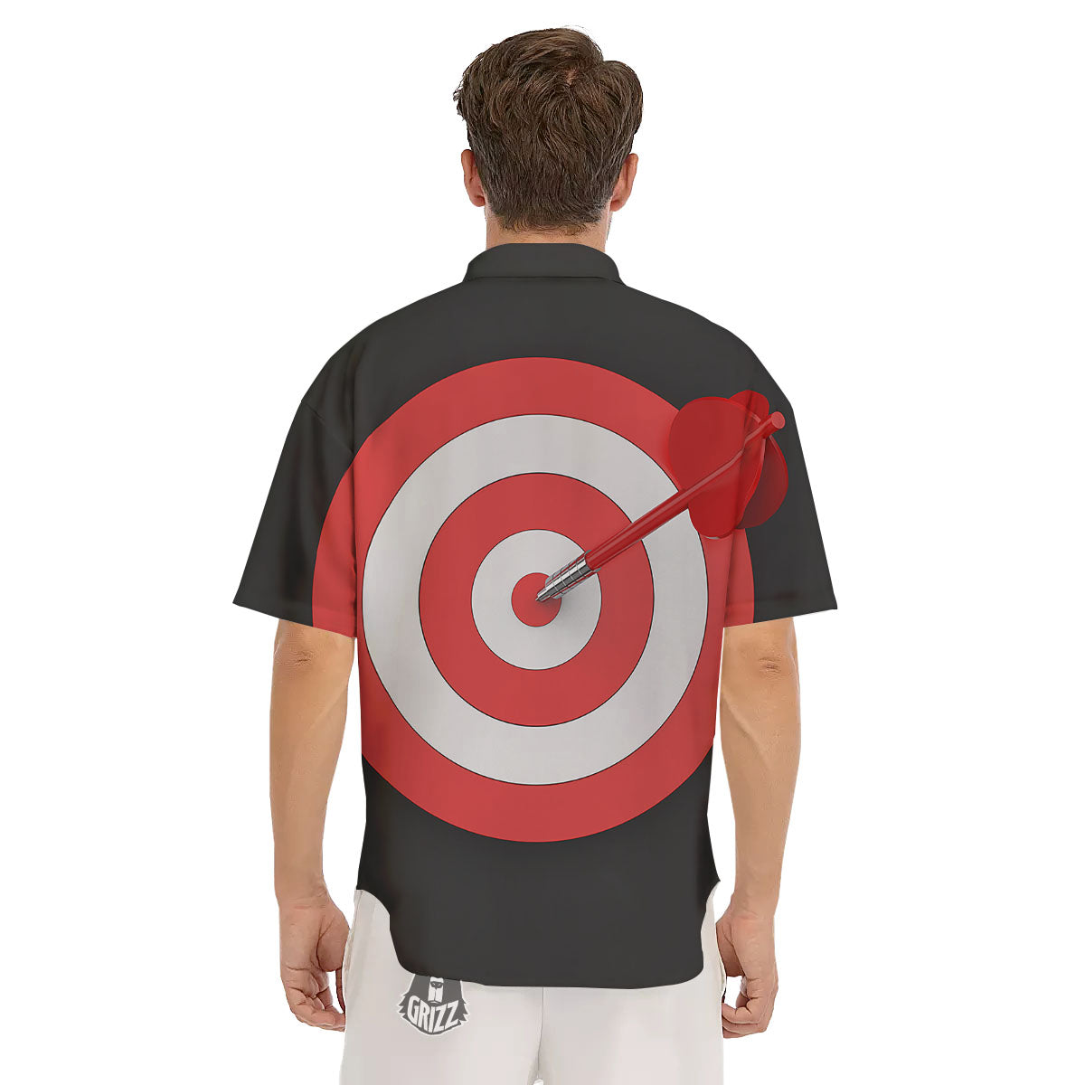 Bullseye Target White And Red Print Men's Short Sleeve Shirts-grizzshop