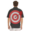 Bullseye Target White And Red Print Men's Short Sleeve Shirts-grizzshop