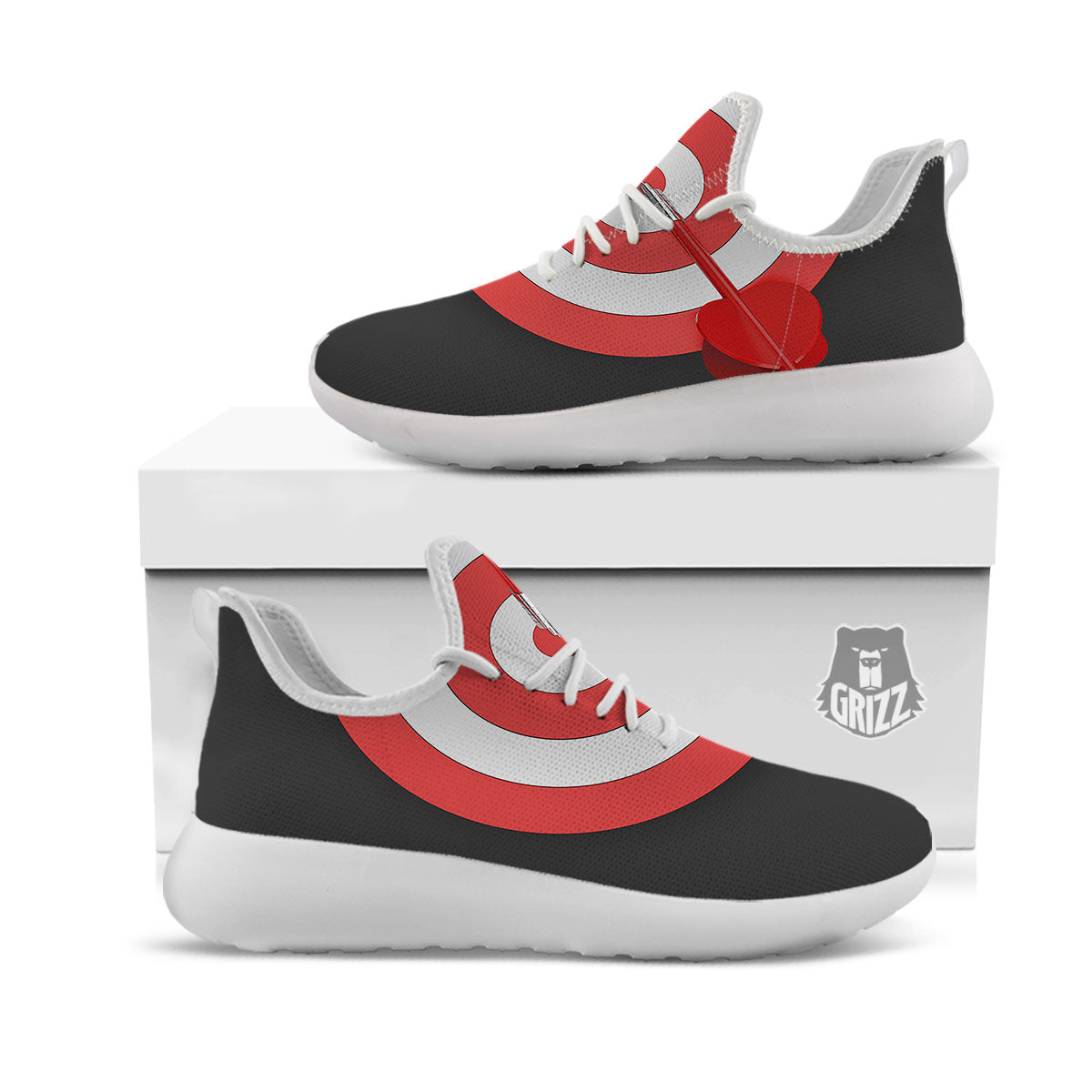 Bullseye Target White And Red Print White Athletic Shoes-grizzshop