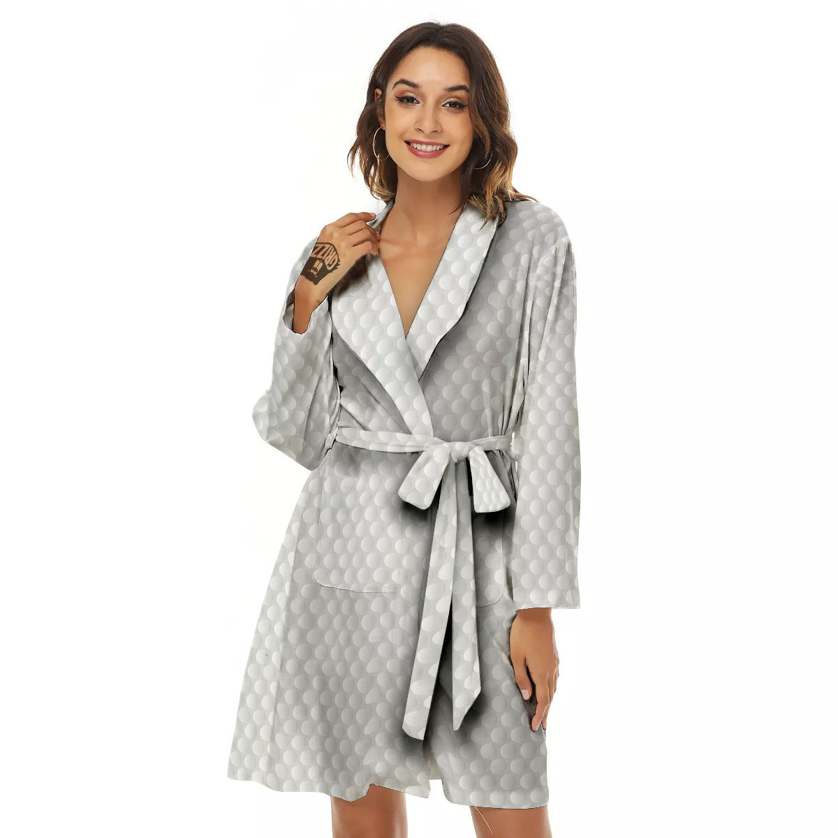 Bumps Texture Print Women's Robe-grizzshop
