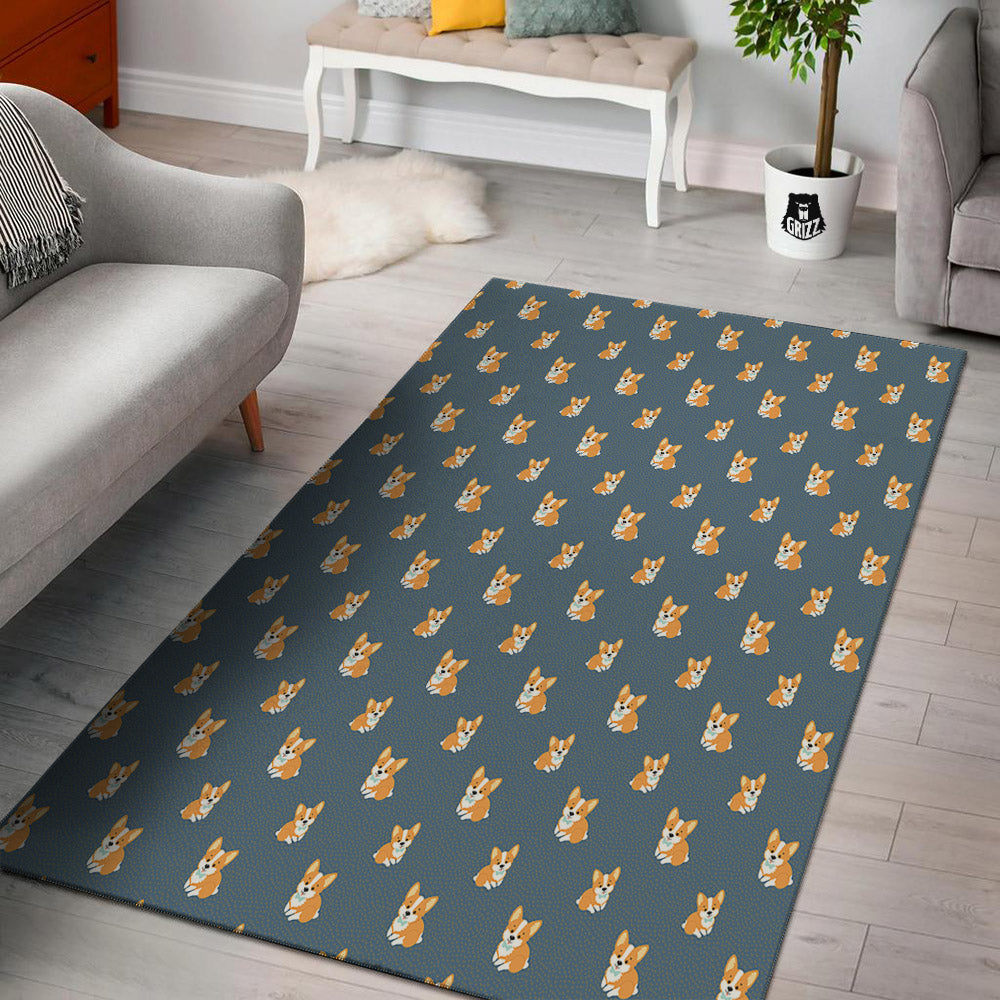 Bunny Corgi Print Pattern Floor Mat-grizzshop