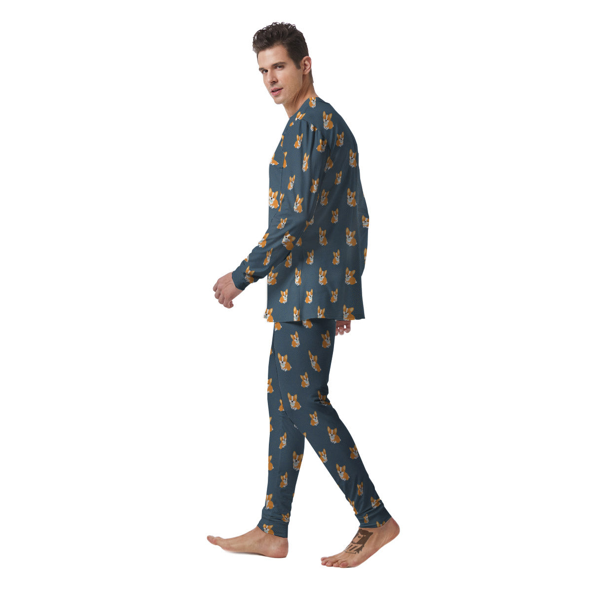 Bunny Corgi Print Pattern Men's Pajamas-grizzshop