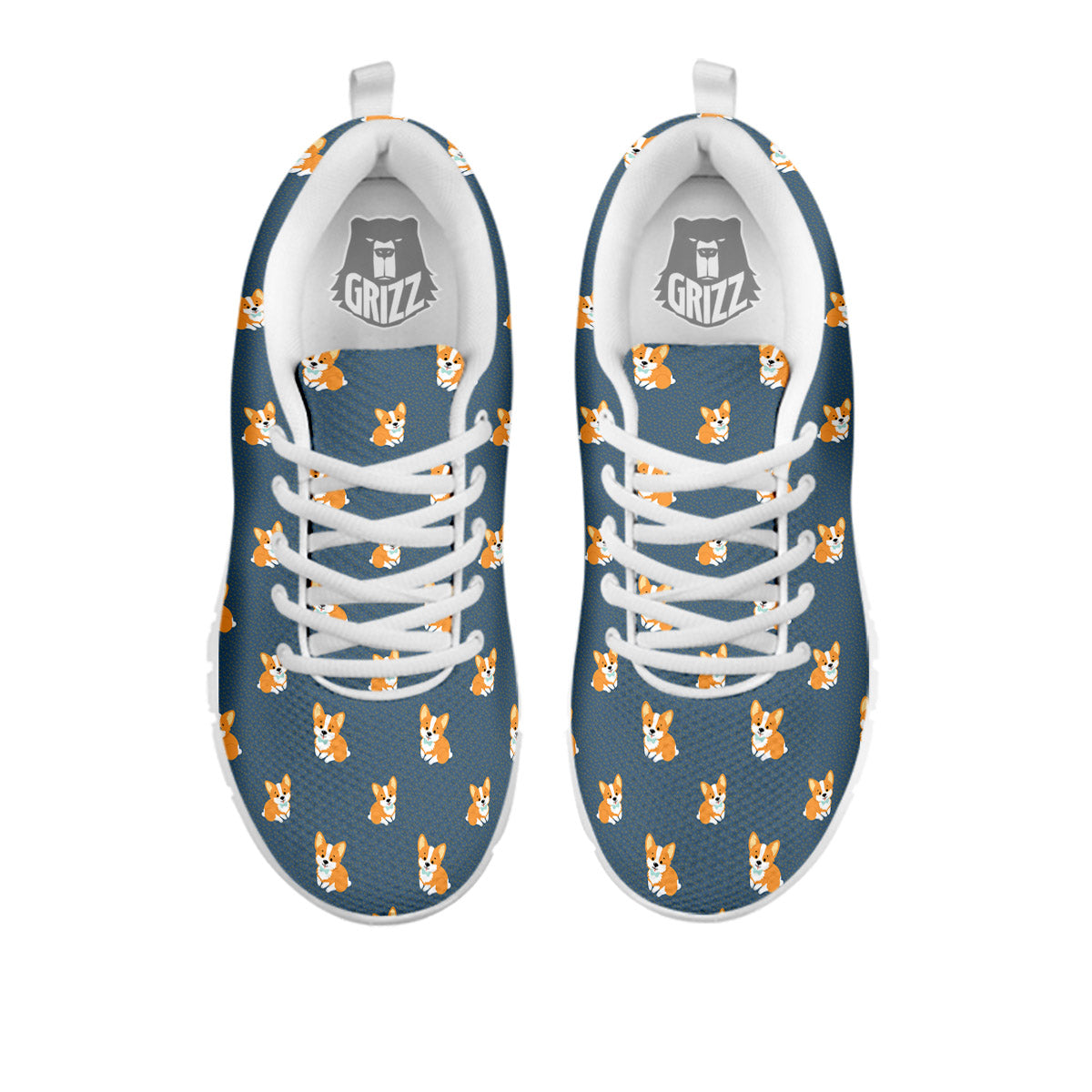 Bunny Corgi Print Pattern White Sneaker-grizzshop