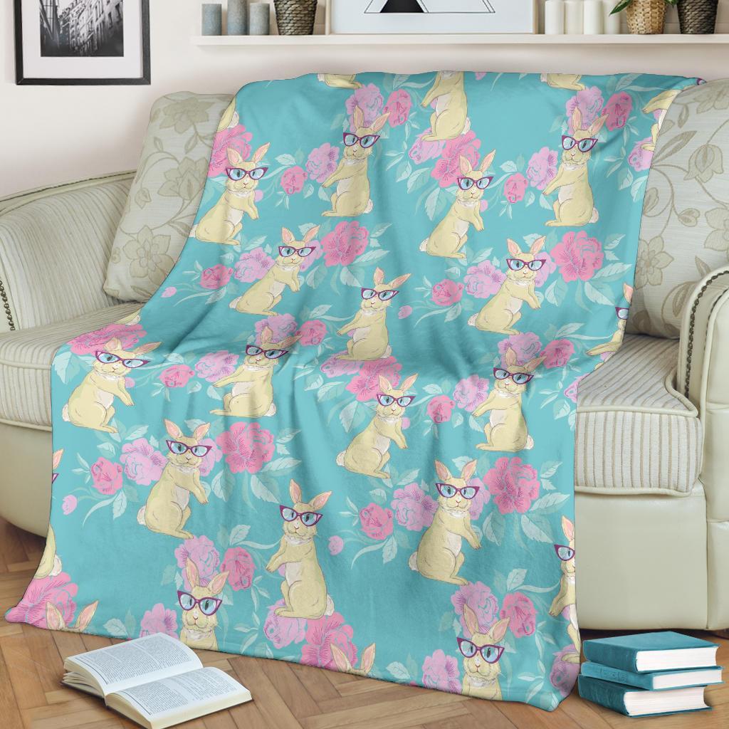 Bunny Rabbit Print Pattern Blanket-grizzshop