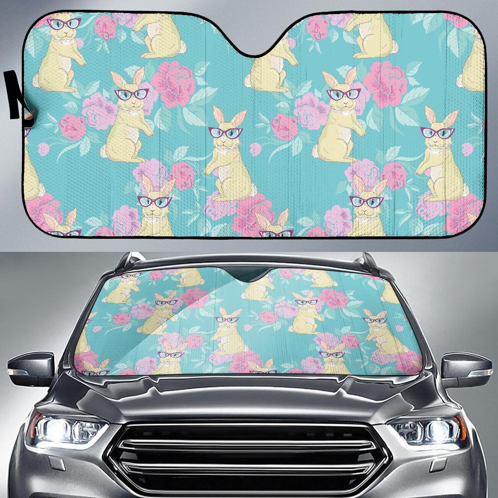 Bunny Rabbit Print Pattern Car Sun Shade-grizzshop