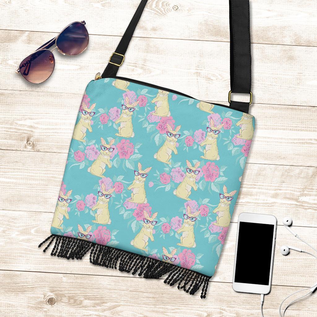 Bunny Rabbit Print Pattern Crossbody Bags-grizzshop