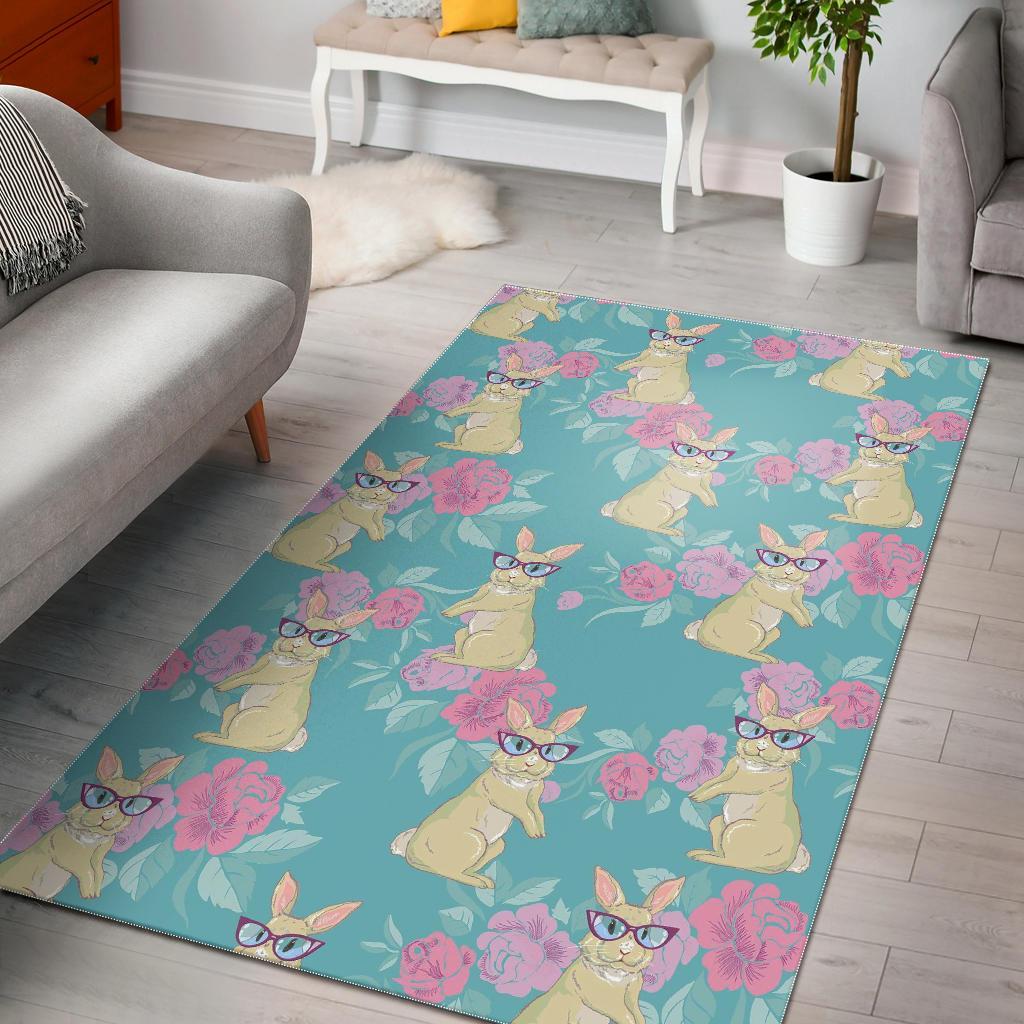 Bunny Rabbit Print Pattern Floor Mat-grizzshop