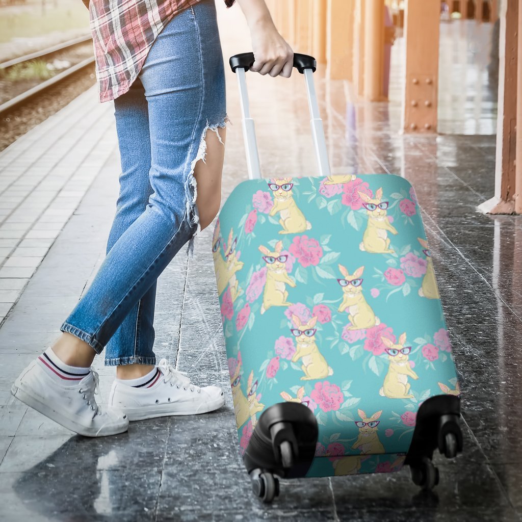 Bunny Rabbit Print Pattern Luggage Cover Protector-grizzshop