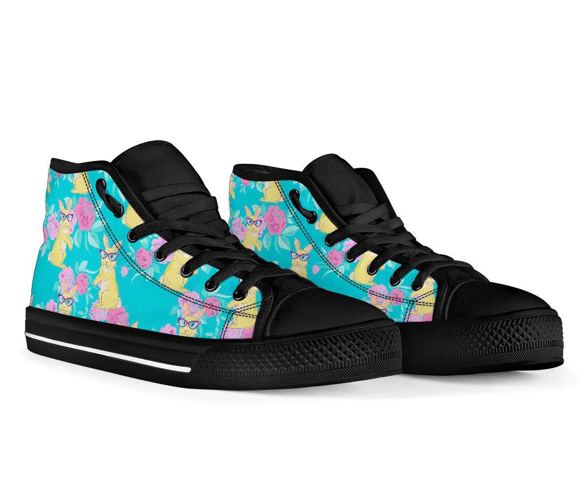 Bunny Rabbit Print Pattern Men Women's High Top Shoes-grizzshop