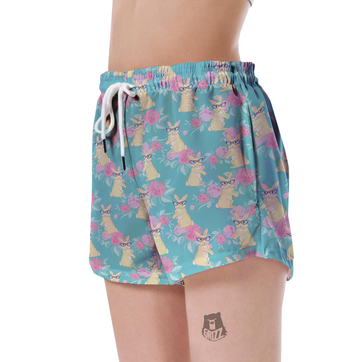 Bunny Rabbit Print Pattern Women's Shorts-grizzshop